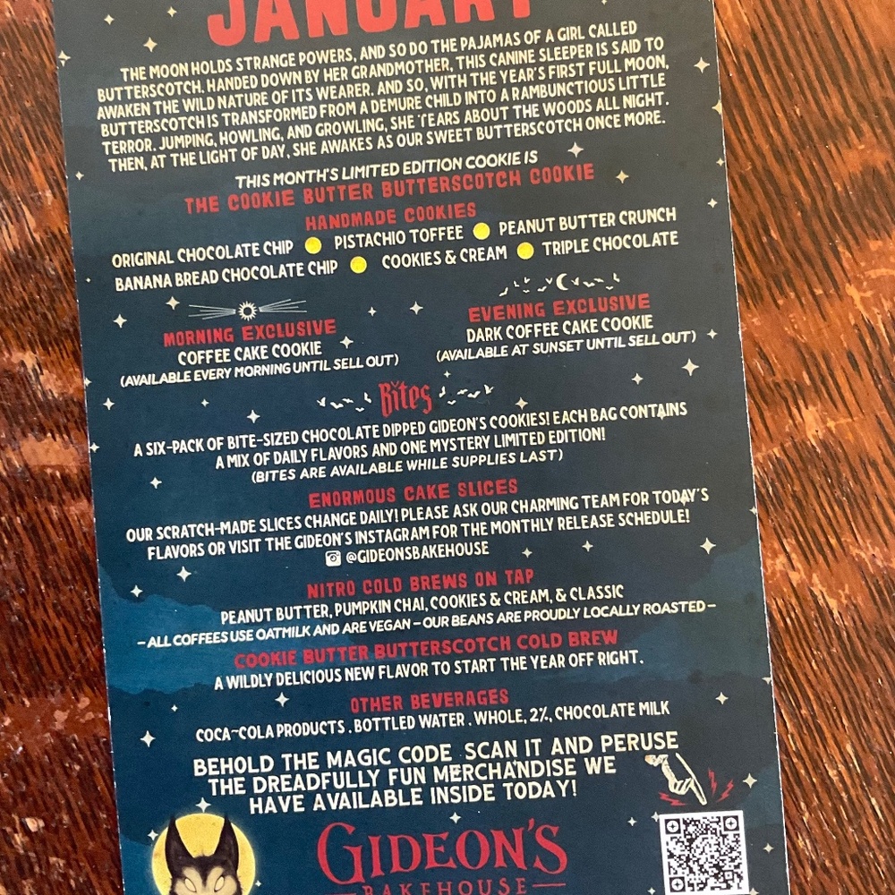 Gideons Bakehouse   Menu card    BUTTERSCOTCH  . From January  2024 - Picture 2 of 2